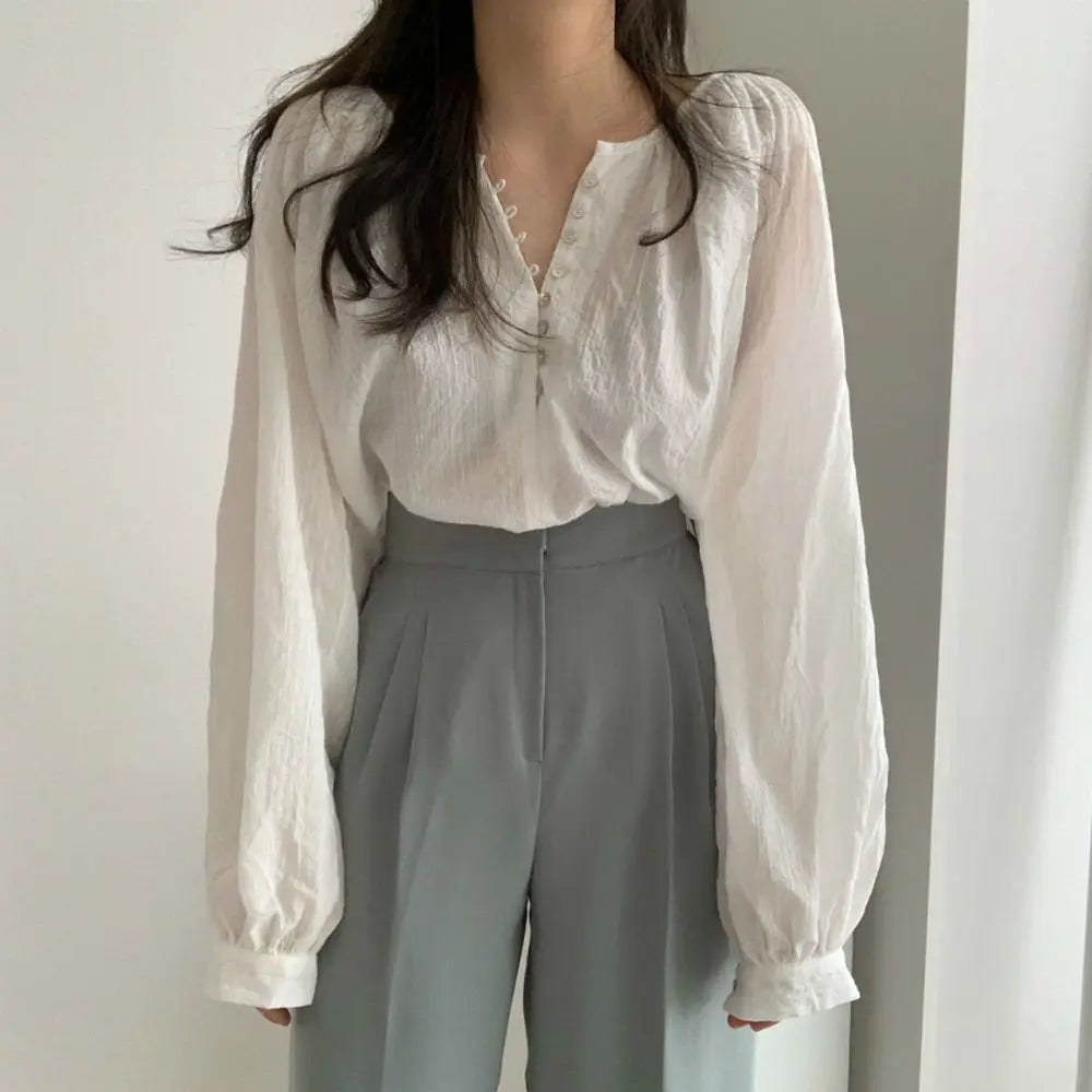 Aovica-Fall Outfits ins style blouse New Spring Vintage White Shirt female Oversize Tops Women Long sleeve Girls Blouse Summer New Women Blouses femme Blusas