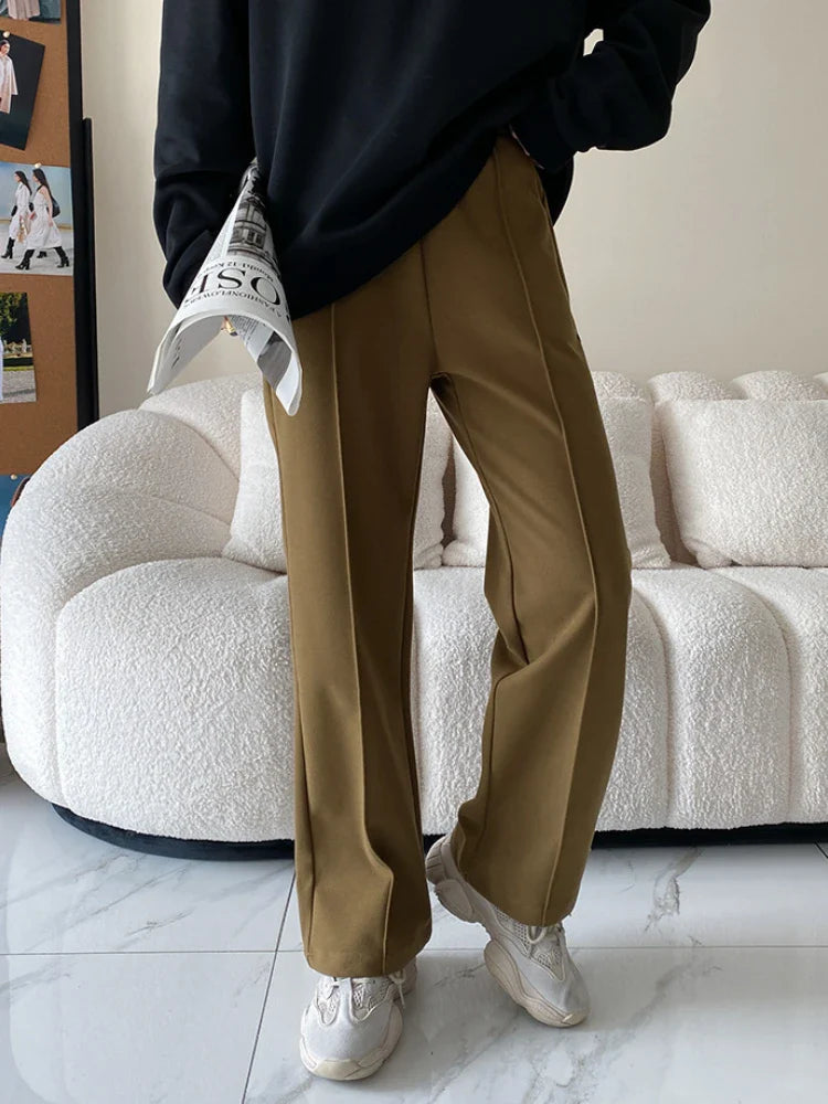 Aovica Casual Women Straight Long Pants 2022 Autumn High Waist Female Streetwear Trouser Fashion Full Length Trousers