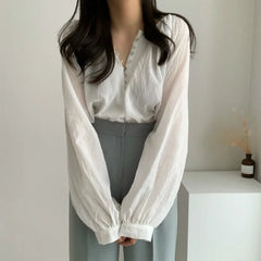 Aovica-Fall Outfits ins style blouse New Spring Vintage White Shirt female Oversize Tops Women Long sleeve Girls Blouse Summer New Women Blouses femme Blusas