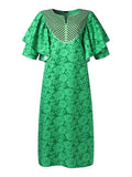 AOVICA- Bohemian Maxi Dress Women Printed Long Maxi Sundress 2024 Fashion Casual Loose Dress Half Sleeve Vintage Robe Oversized