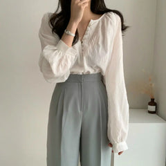 Aovica-Fall Outfits ins style blouse New Spring Vintage White Shirt female Oversize Tops Women Long sleeve Girls Blouse Summer New Women Blouses femme Blusas