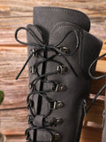 Aovica-Retro Suede Zipper Martin Combat Boots