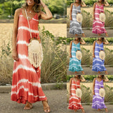 Aovica-Women's Printed Striped Plus Size Maxi Loose Dress