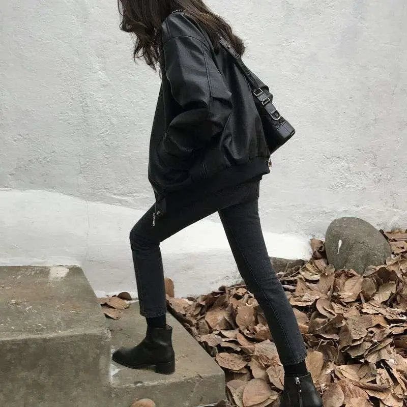 Aovica-Short Korean Style Loose Student Plus Size Slimming Jacket