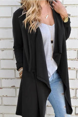 Aovica-Solid Color Plus Size Women's Long Sleeved Cardigan Jacket