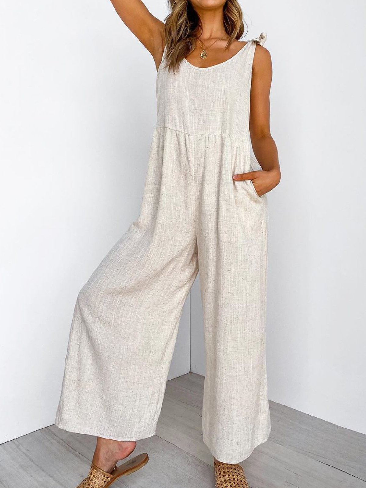 Aovica-Roselinlin Casual Plus Size Sleeveless Jumpsuit Pantsuit Overalls