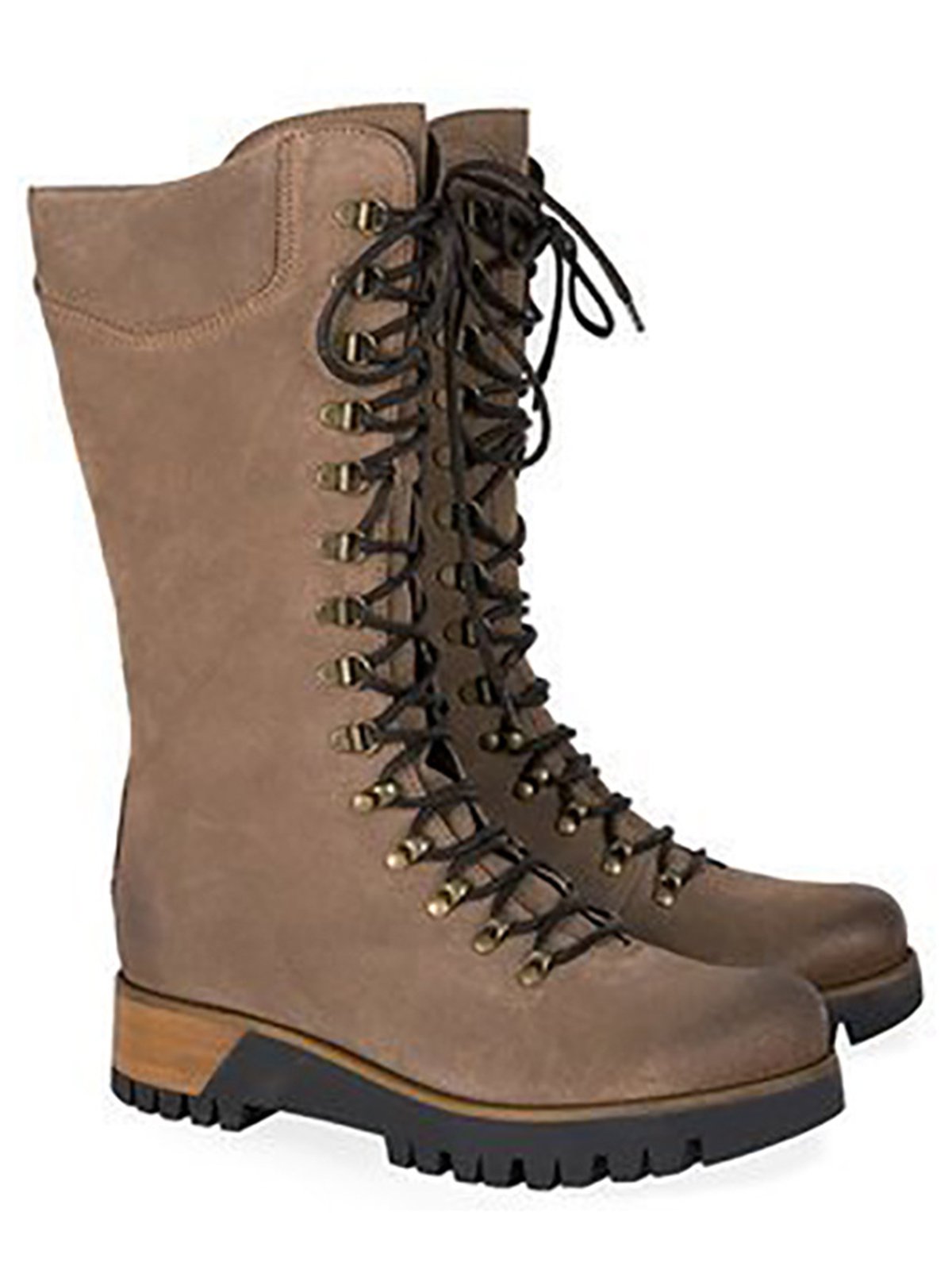 Aovica-Retro Suede Zipper Martin Combat Boots