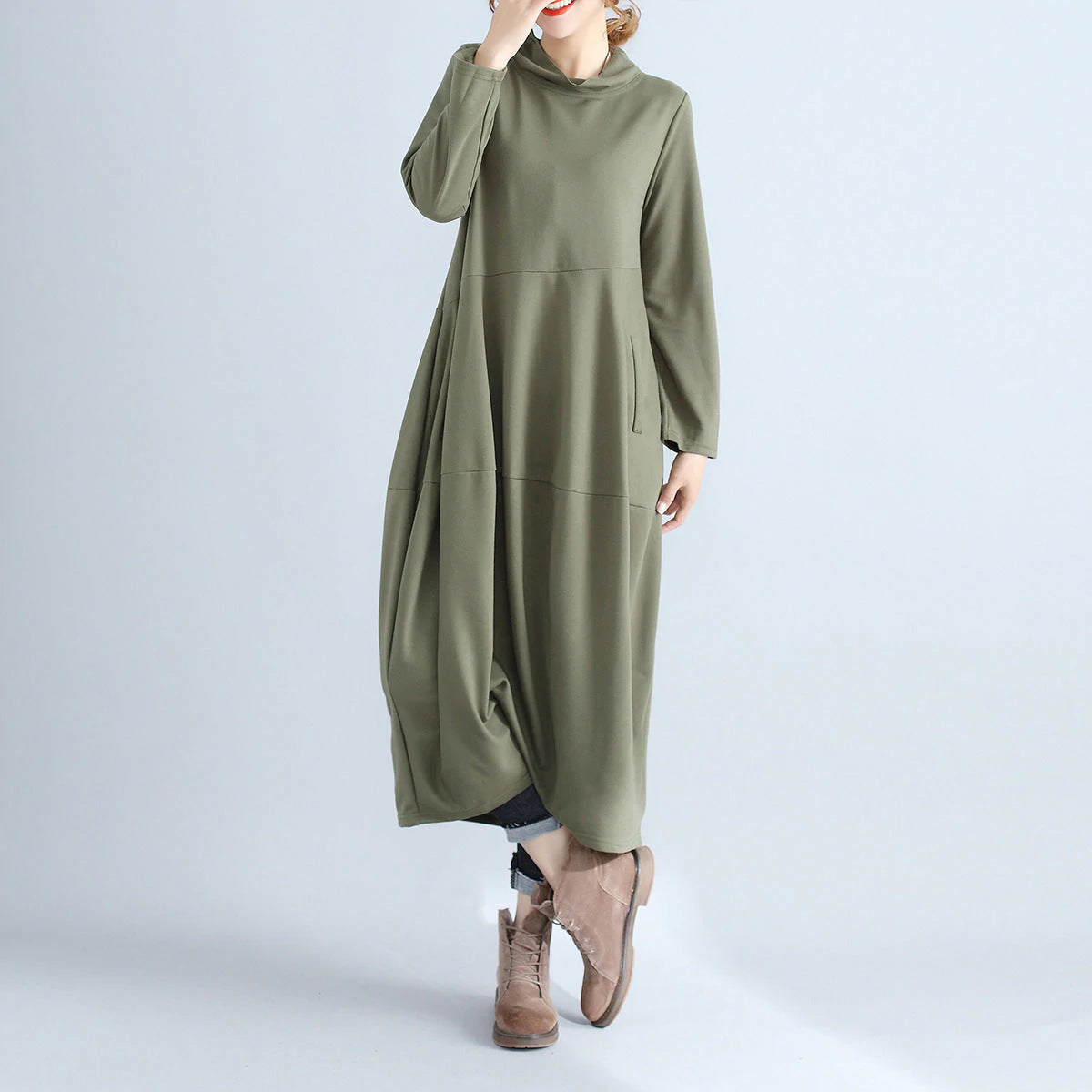 Aovica-Fashion Plus Size Long Sleeve Hoodie Fall Dresses
