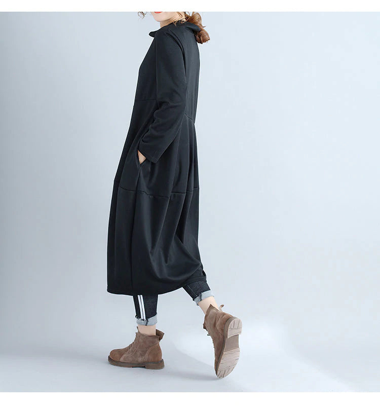 Aovica-Fashion Plus Size Long Sleeve Hoodie Fall Dresses