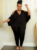 Aovica-Plus Size Two Piece Top Long Pants Outfits