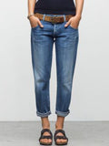 Aovica-Blue Denim Washed Casual Patchwork Jeans