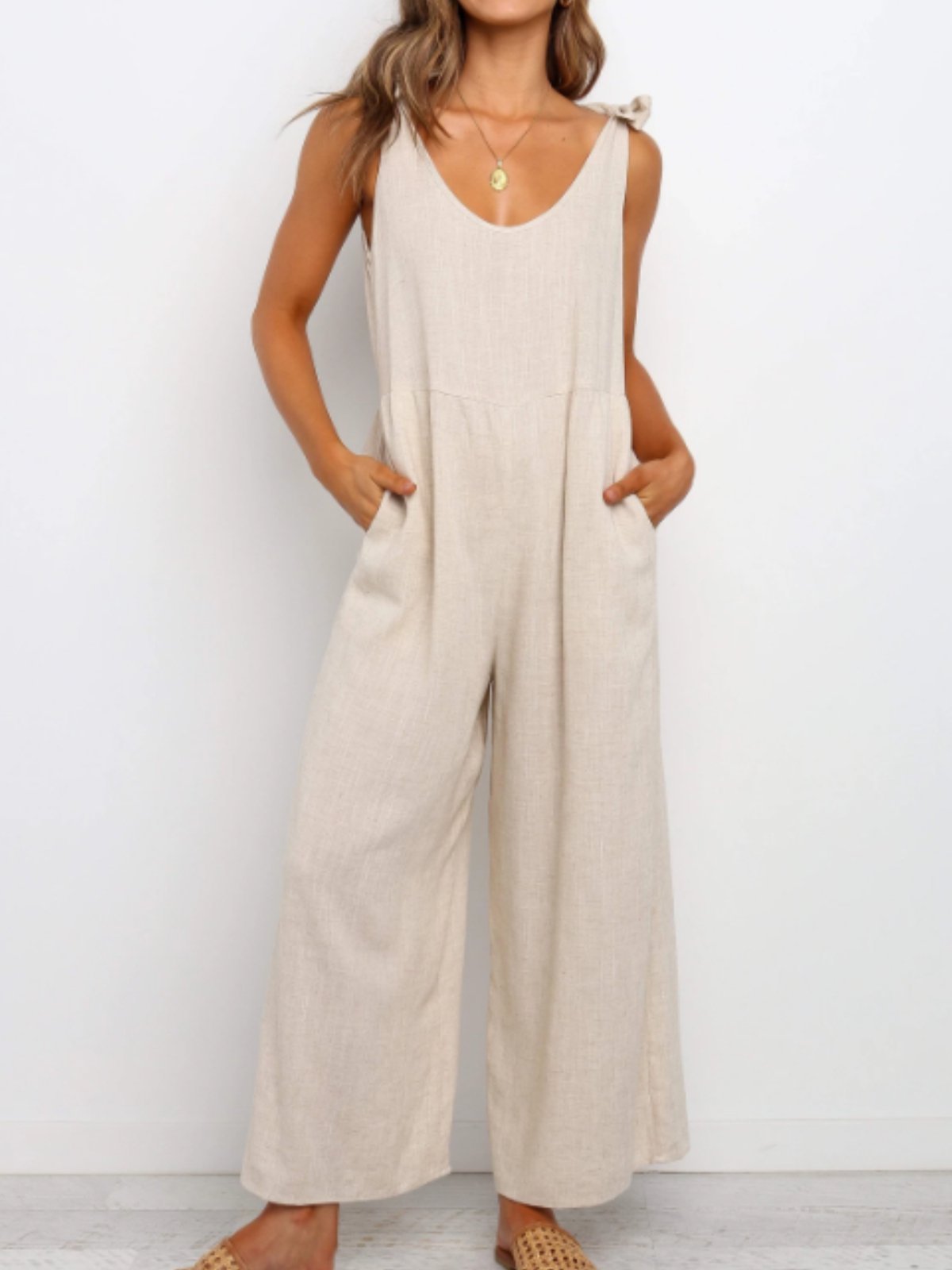 Aovica-Roselinlin Casual Plus Size Sleeveless Jumpsuit Pantsuit Overalls