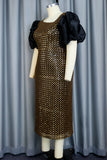Gold Casual Patchwork Sequins Oblique Collar One Step Skirt Short Sleeve Dress