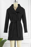 Aovica - Black Casual Solid Patchwork Turndown Collar Outerwear