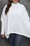 Aovica-Green Casual Solid Basic Turtleneck Plus Size Tops