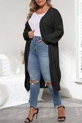 Brown Casual Solid Cardigan Plus Size Overcoat