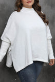 Aovica-Green Casual Solid Basic Turtleneck Plus Size Tops