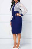 Aovica- Red Casual Elegant Solid Bandage Hollowed Out Patchwork O Neck One Step Skirt Dresses