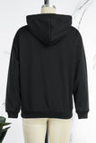 Aovica-Casual Street Print Draw String Letter Hooded Collar Tops