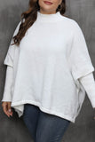 Aovica-African women's clothing White Casual Solid Basic Turtleneck Plus Size Tops