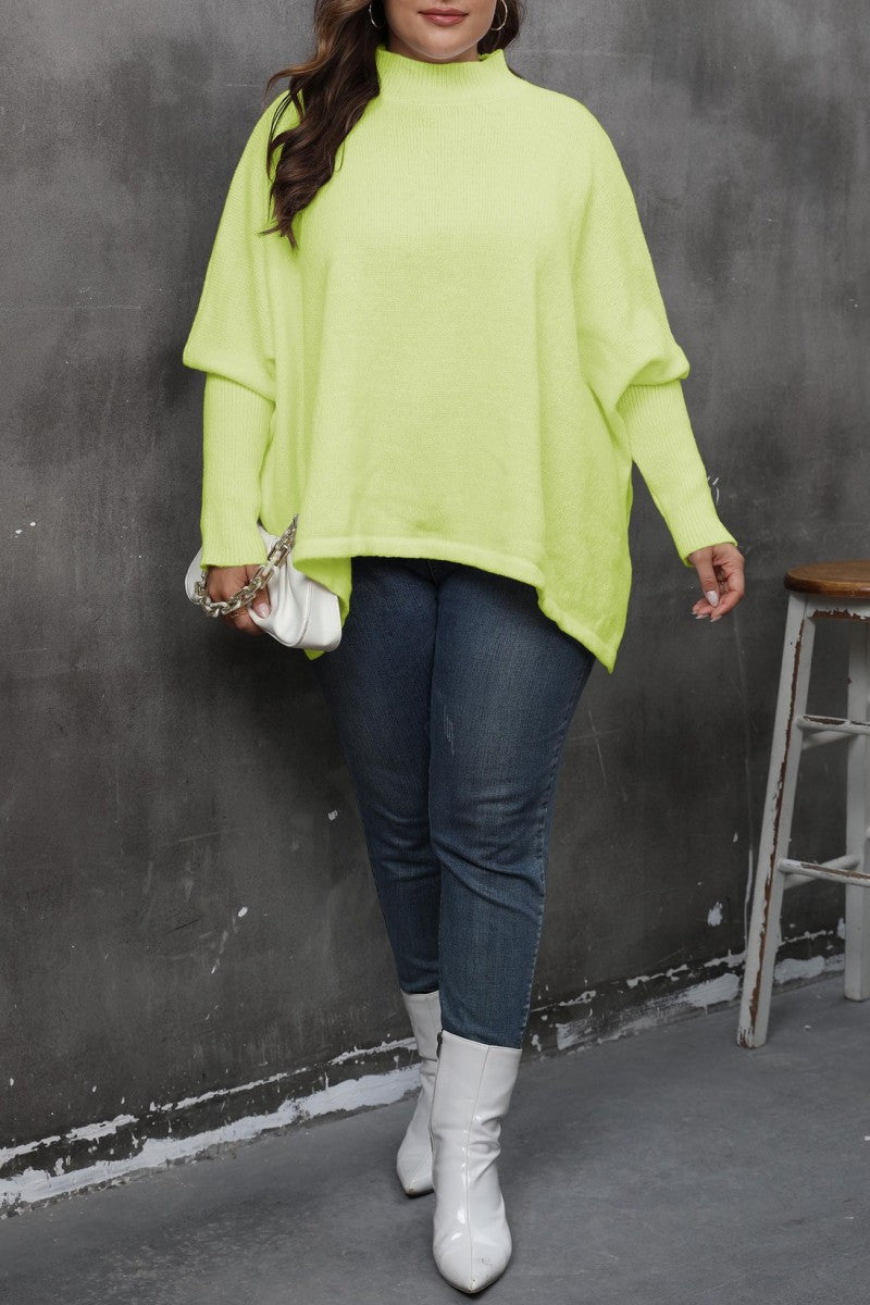 Aovica-White Casual Solid Basic Turtleneck Plus Size Tops