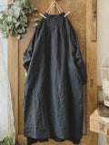 Aovica-Vintage 3/4 Sleeve Plain V Neck Casual Weaving Dress