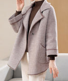 Aovica-Gray Elegant Stand Collar Plain Jacket