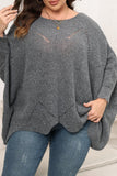 Grey Casual Solid Asymmetrical O Neck Plus Size Tops