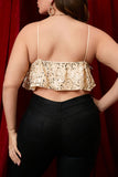 Aovica-Sexy Patchwork Sequins Backless Spaghetti Strap Plus Size Tops