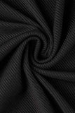 Aovica- Black Casual Solid Patchwork Zipper Turndown Collar Tops