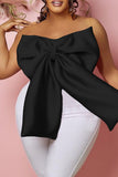 Aovica-African women's clothing Sexy Casual Solid Patchwork Backless With Bow Strapless Plus Size Tops
