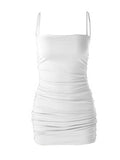 AOVICA-Women‘s Bodycon Sheath Dress Slip Dress Mini Dress Black White Pink Sleeveless Pure Color Ruched Spring Summer Spaghetti Strap Formal Slim 2023 XS S M L XL