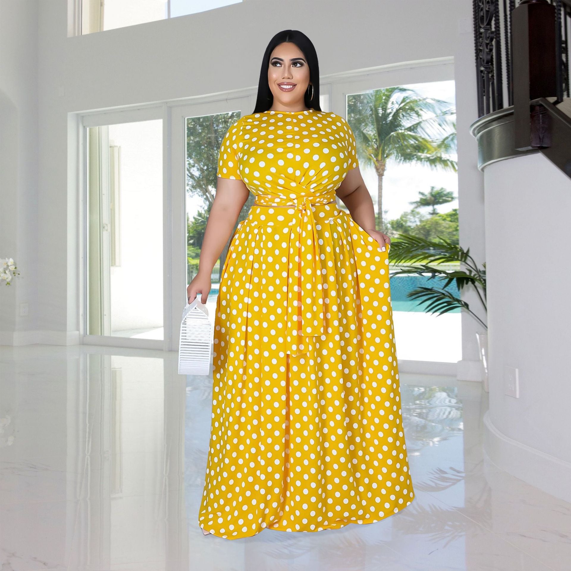 Aovica Skirt Suits Urban Fashion Tie-Dye Swing Skirt 2 Piece Suit 3XL Large Plus Size Women Clothing Two Piece Set Summer 2022