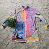 Aovica 2 Pieces Set  Autumn Fashion Women Sets 2023 Female Tops Floral Print Long Sleeve Shirt Elastic Waist Long Skirts