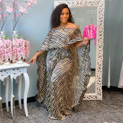 Aovica 2 Piece Set Women Africa Clothes African Dashiki New Fashion Two Piece Suit Long Tops And Wide Pants Party Plus Size For Lady