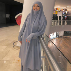 Aovica  Ensemble Femme Musulmane Dubai Turkish Women Khimar 2023 Aid Moubarak Abaya Burka Hijab Dress Islam Prayer Clothing Djellaba