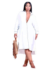 2023 Hot Sale Vintage Fashion Women Long Shirt Dress High Quality Lady Clothes Vintage Chic  Dress Women Shirts Blouses