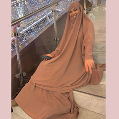 Aovica  Ensemble Femme Musulmane Dubai Turkish Women Khimar 2023 Aid Moubarak Abaya Burka Hijab Dress Islam Prayer Clothing Djellaba