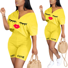 Casual 2 Piece Set Women Tracksuit Summer Outfits Loose Top Biker Shorts Sweat Suits Lounge Wear Two Piece Matching Sets