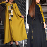 Aovica  Women Abaya Dubai Turkey Muslim Tassel Sequin Dress Vetements Loose Boubou Black Yellow Gowns Pakistani Islamic Clothing Robe
