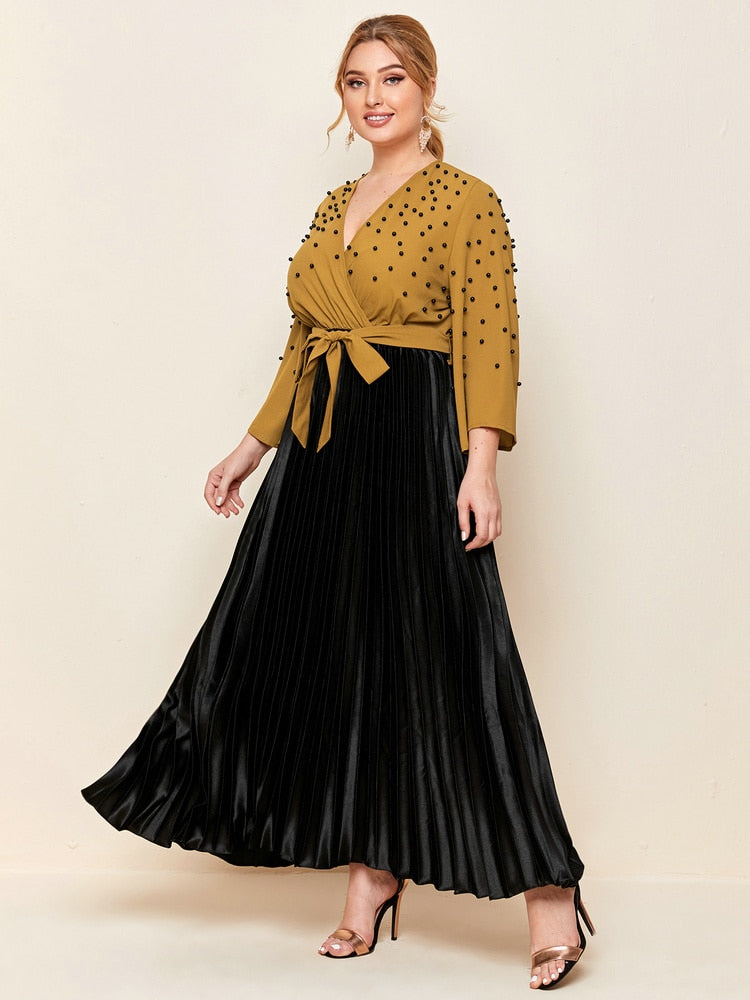 Aovica  2022 Spring Women Plus Size Large Maxi Dresses Yellow Chic Casual Elegant Evening Party Long Oversized Festival Clothing