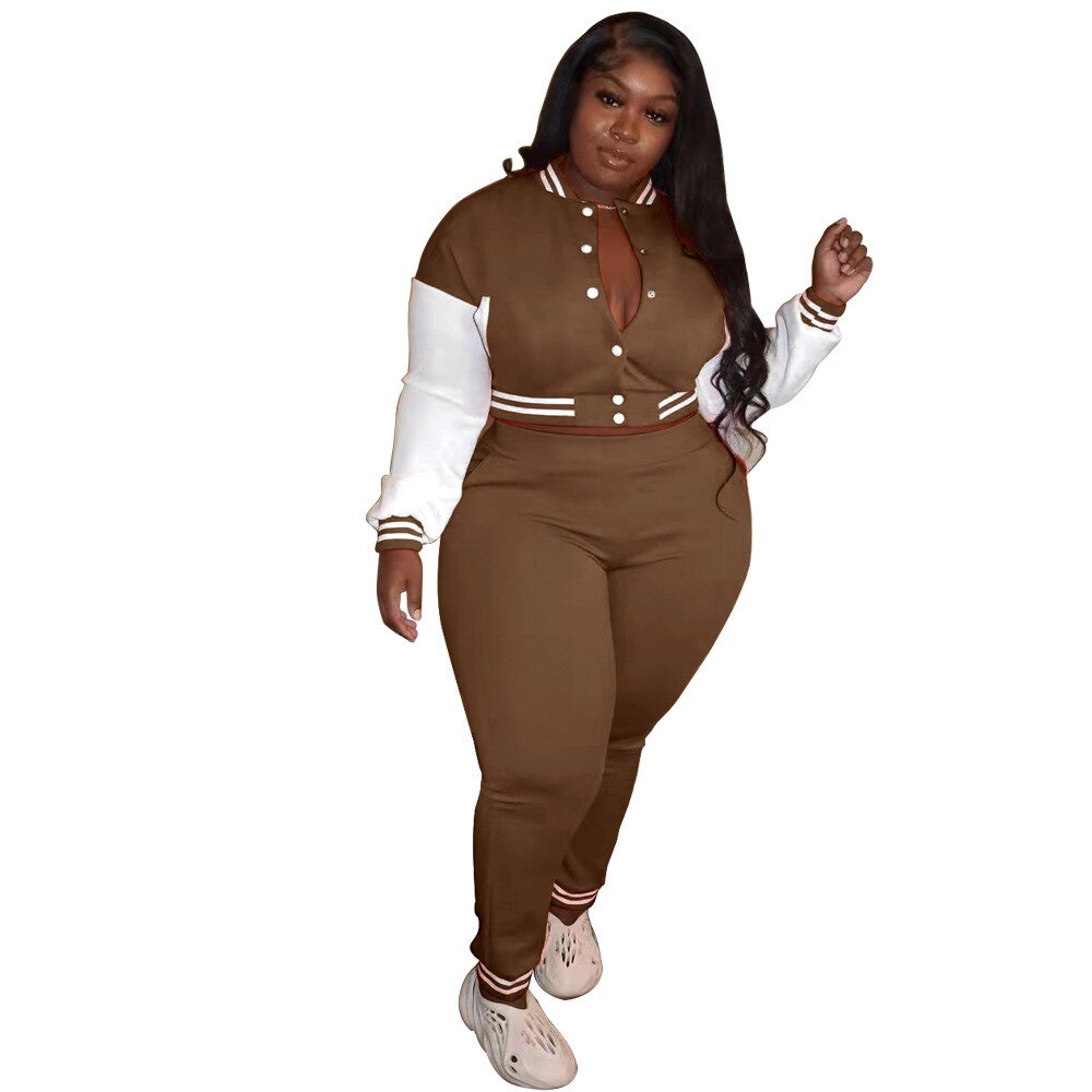 Aovica Plus Size Women's Clothing Winter Clothes Sweatsuits Sweatpants Sets Tracksuit Striped Two Piece Outfits Wholesale Dropshipping