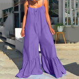 Aovica Oversized Chiffon Jumpsuits and Rompers For Women Large Solid High Waisted Pleated V Neck Elegant Evening Night Party Jumpsuits