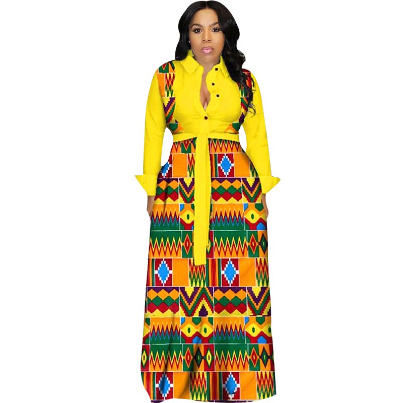 Aovica Long African Dresses For Women Africa Clothing African Design Bazin Pleated Glitter Dashiki Maxi Dress Africa Clothing