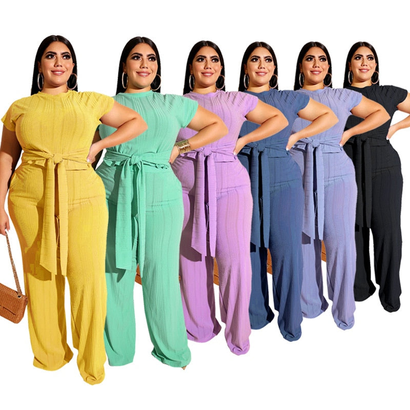 Aovica 4XL 5XL Plus Size Women Suit 2 Piece Sets  Ladies Short Sleeve Tops Pantsuits Casual Fashion Trouser Outfits Big Size 3XL