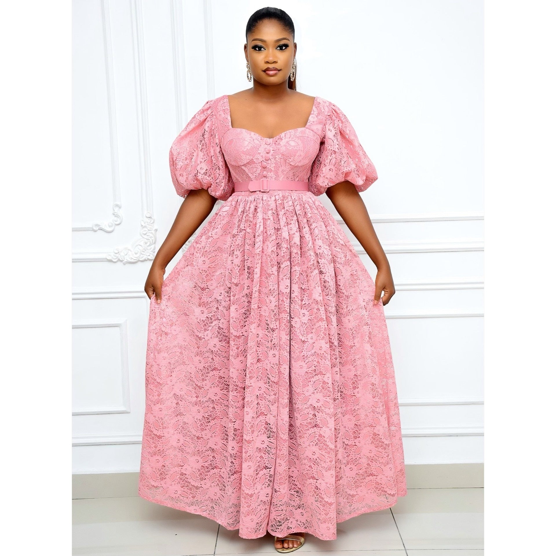Aovica Women Clothing Plus Size Dresses 2022 New Autumn Prom Elegant Pink Dress Urban Fashion Casual Lady Dress Slit Large 5XL