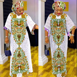 Aovica  Dashiki African Dresses For Women Traditional Floral Embroidered Lace Dress Plus Size Boubou Party Hippie Clothing Long Robe