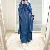 Aovica  Ensemble Femme Musulmane Dubai Turkish Women Khimar 2023 Aid Moubarak Abaya Burka Hijab Dress Islam Prayer Clothing Djellaba