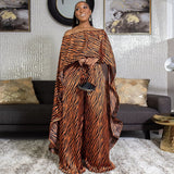 Aovica 2 Piece Set Women Africa Clothes 2023 African Dashiki New Fashion Two Piece Suit Long Tops + Wide Pants Party Big Size For Lady