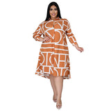 Aovica 3XL 4XL Plus Size Clothes 2023 New Fashion African Shirt Dresses For Women's Clothing Summer Autumn Print Midi Dress Big Size